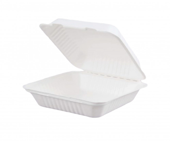 Bio menubox 2 compartimenti 230x157x75mm, bianco 300 canna da zucchero